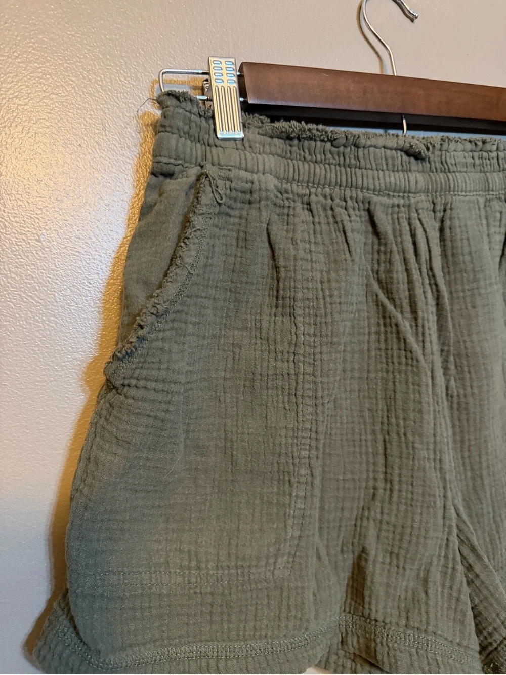 aerie Olive Green Casual Elastic-Waist Shorts